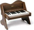 ZIPPY Teclado de piano para niños, piano digital de 25 teclas para niños, panel de control sensible al tacto, volumen ajustable, mini juguete de instrumento educativo musical, juguete de madera para niños pequeños y niñas (nogal)