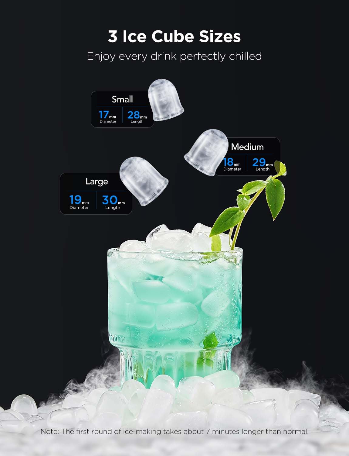 GoveeLife - Máquina inteligente para hacer hielo de encimera, máquina portátil para hacer hielo con control de voz, 9 cubos de hielo en 6 minutos, 3 tamaños, 12 kg/24 horas, autolimpieza, luces RGB