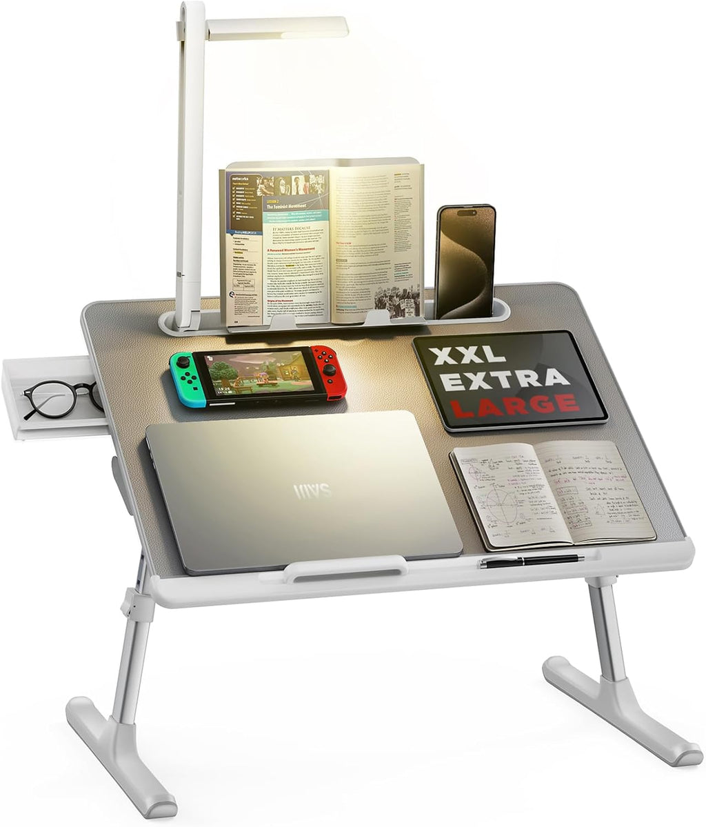 Bandeja escritorio para cama con lámpara LED, soporte para laptop SAIJI