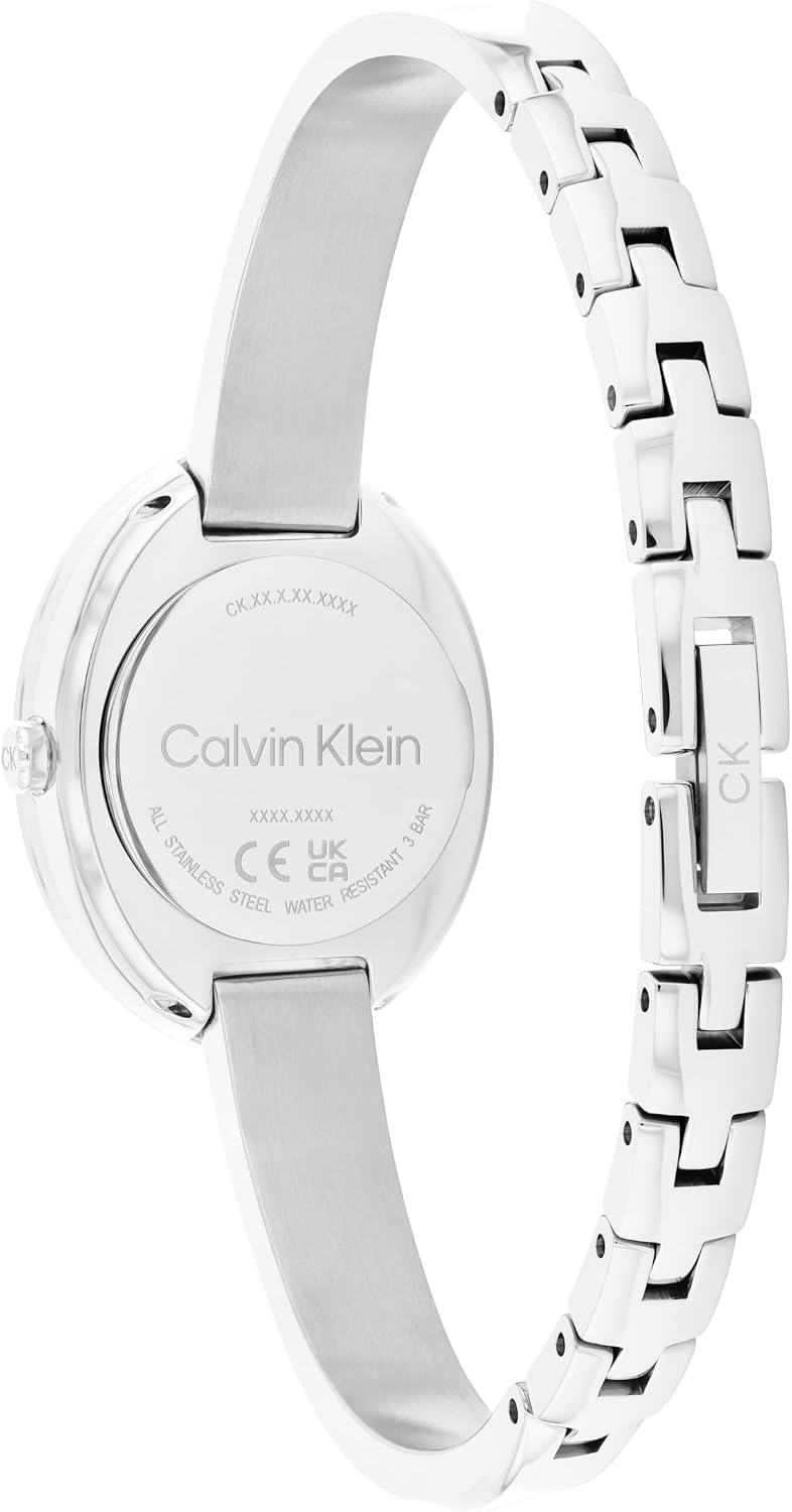 Calvin Klein Reloj de mujer con bisel retorcido - 24mm 2H de cuarzo - Brazalete ajustable de acero inoxidable - Resistente al agua hasta 30 metros – Moda premium para todas las ocasiones - Regalo para