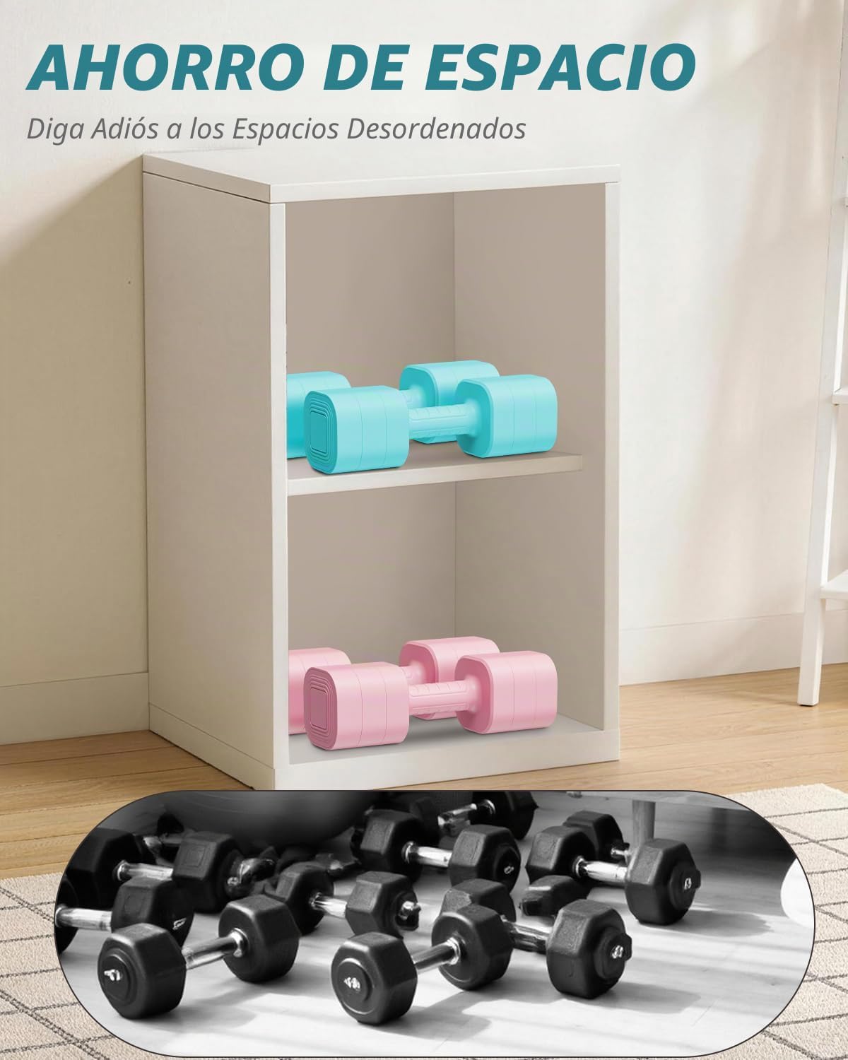 Juego de 2 mancuernas ajustables, pesas para hombres y mujeres en casa, mango antideslizante, juego de mancuernas 3 en 1, 2 libras, 3 libras, 5 libras, 10 libras, 15 libras, 20 libras, para