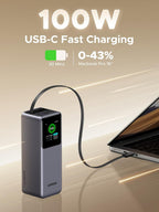 UGREEN Nexode Power Bank 20000mAh 165W con cable USB C incorporado,...
