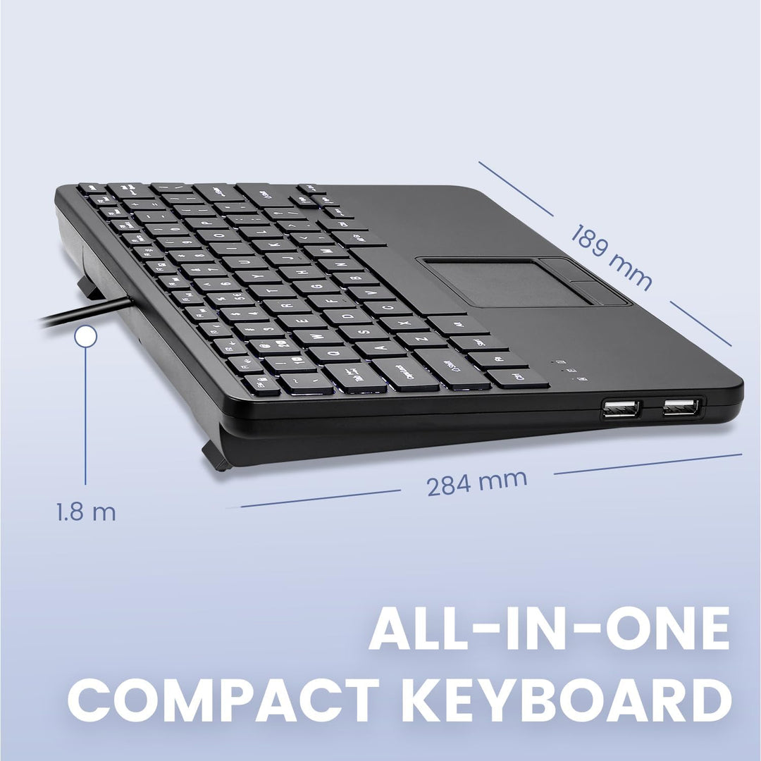 Perixx PERIBOARD-425 US Mini Teclado USB con Cable con Touchpad, Te...