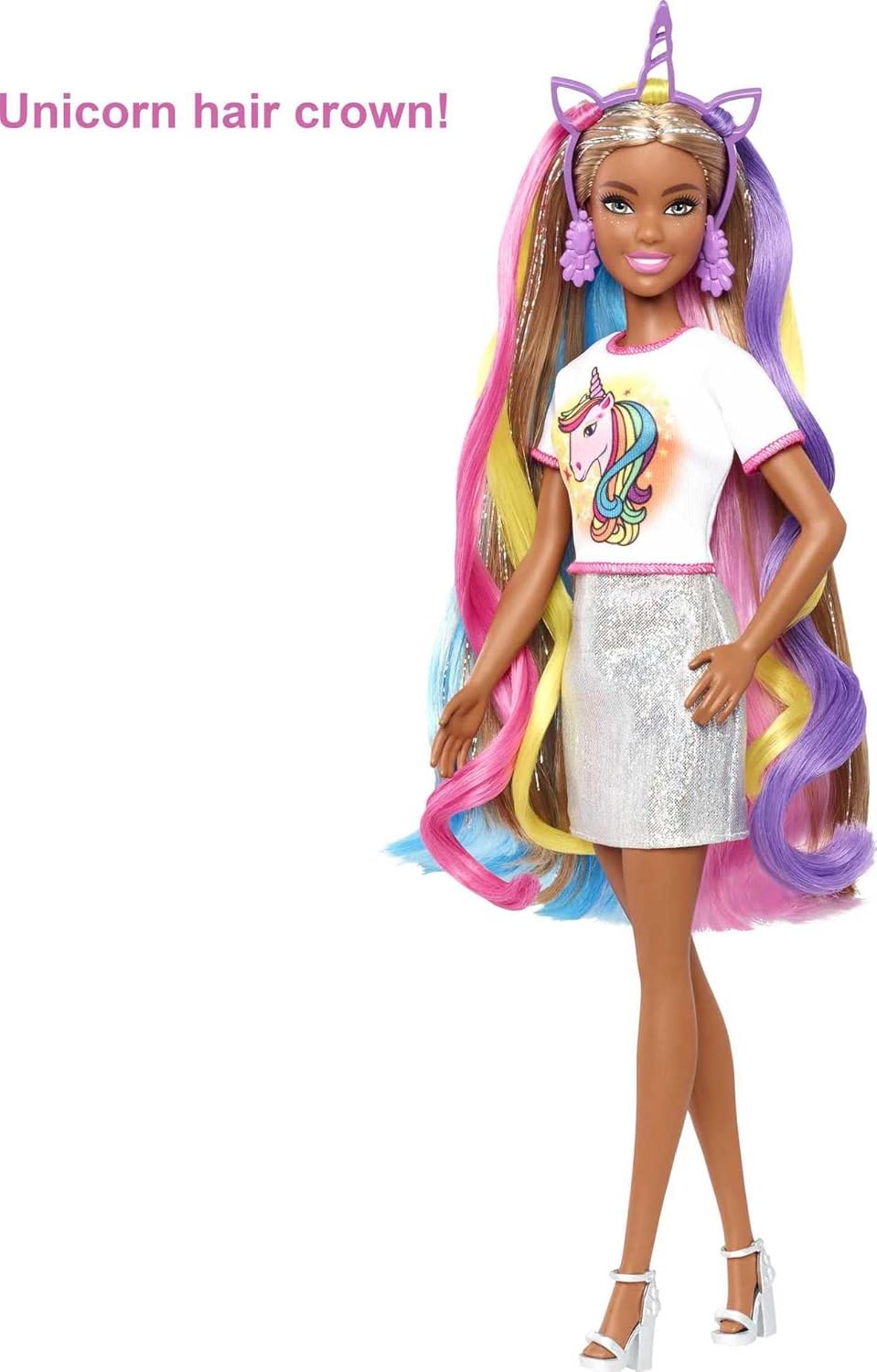 Muñeca Barbie Cabello de Fantasía y Accesorios, Cabello Largo Color...