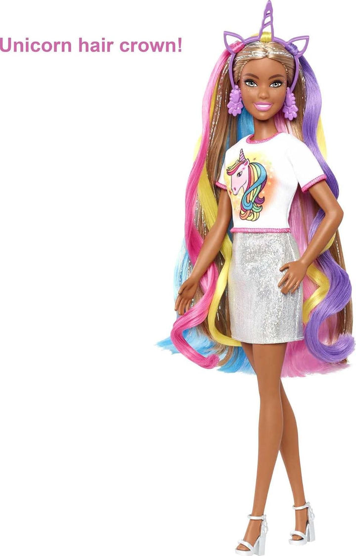 Muñeca Barbie Cabello de Fantasía y Accesorios, Cabello Largo Color...