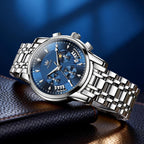 OLEVS Relojes para Hombres de Negocios de Acero Inoxidable, a Prueba de Agua, Estilo Casual Formal
