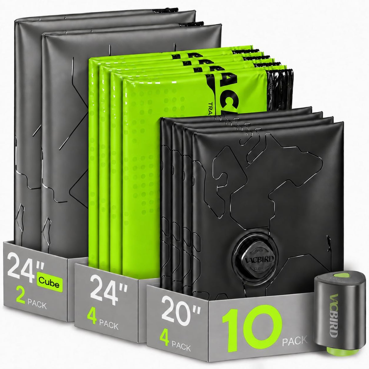 Vacbird Bolsas de sellado al vacío de viaje codificadas por colores con