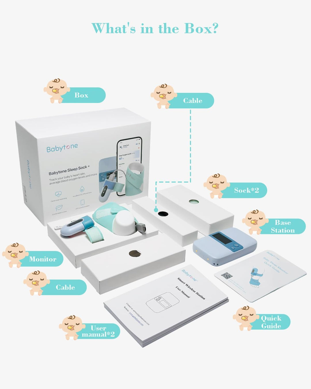 Babytone Monitor de sueño para bebé con estación base