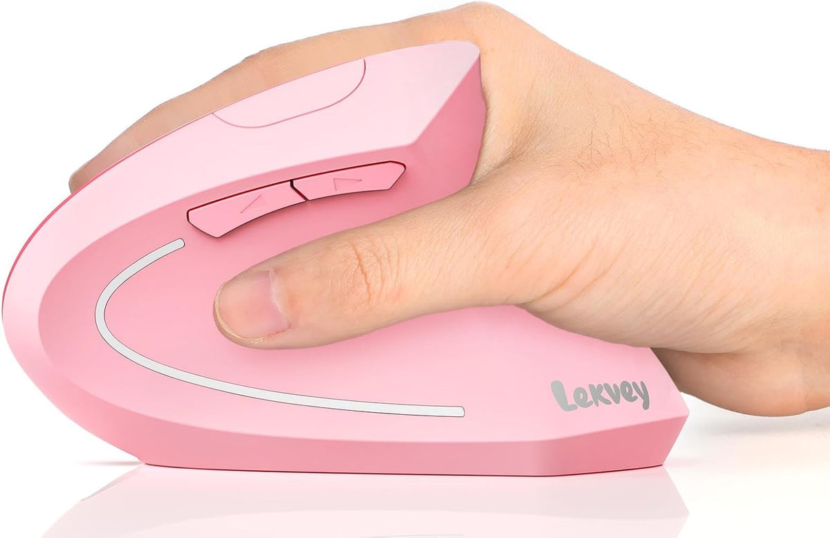 Lekvey Ratón ergonómico, ratón inalámbrico vertical, recargable 2.4...