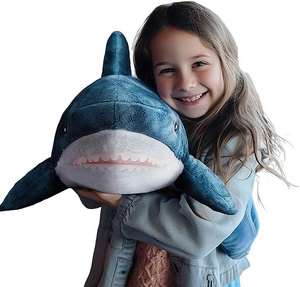 XIYUAN Juguete de peluche de tiburón de 39.3 pulgadas, tiburón giga...