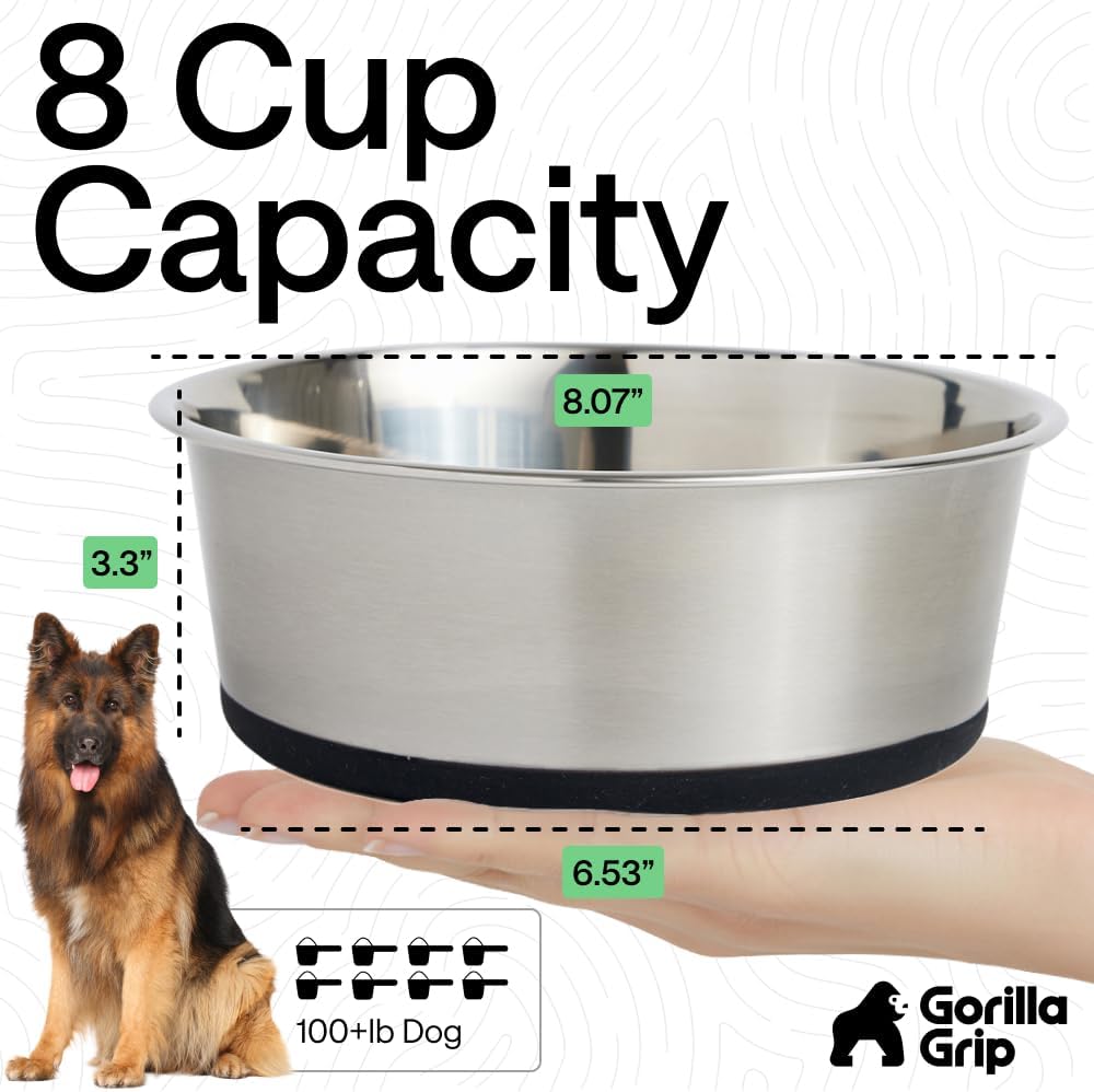 GORILLA GRIP - Juego de cuencos para perros, acero inoxidable 304 de grado