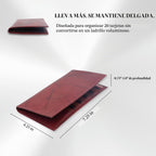 Cartera de 20 tarjetas para hombre, tarjetero largo de piel RFID, color