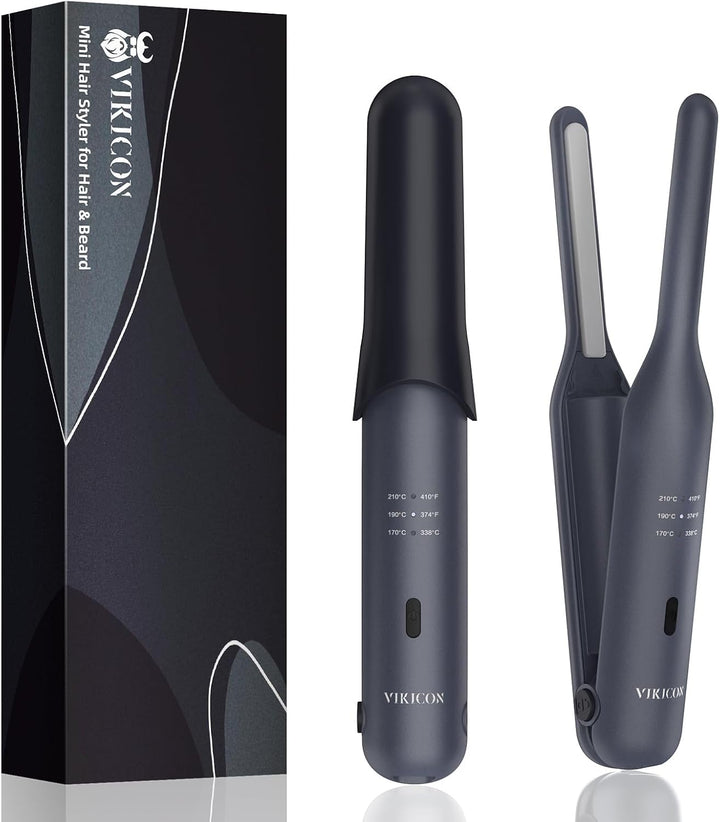 VIKICON Mini Beard & Hair Straightener, Cordless Small Pencil Flat...