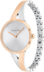 Calvin Klein Joyful - Reloj de Mujer de Cuarzo 2H Cáscara de Acero Inoxidable con Brazalete en Bangle - Resistente al Agua 3 ATM/30 Metros - Enlaces Ajustables para un Ajuste Personalizado - 30 mm