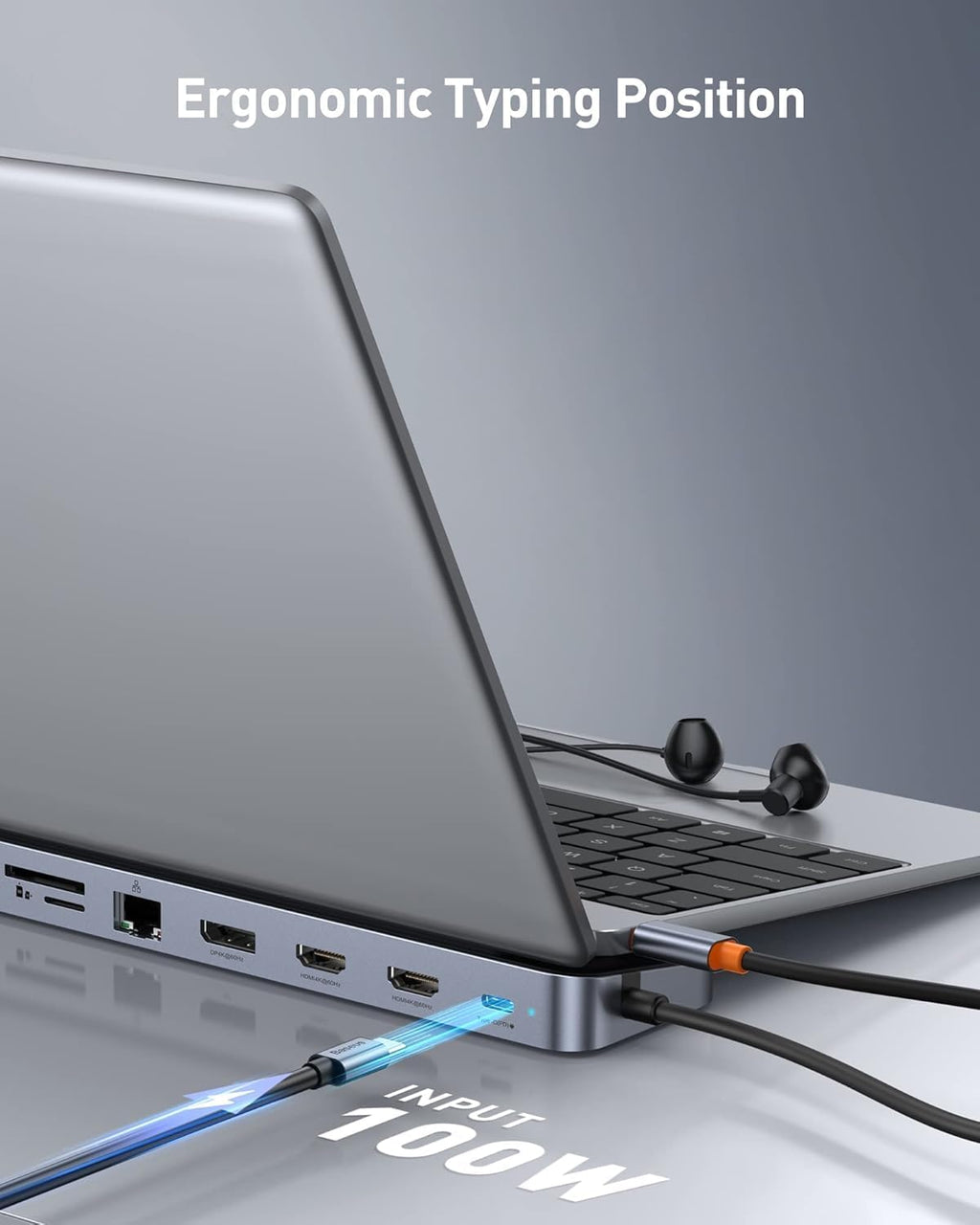 Baseus Estación de acoplamiento para portátil, estación de acoplamiento multitarea 4K con 2 HDMI+DP, PD, 3 USB-A, RJ45, audio, lector de tarjetas TF/SD, concentrador USB compatible con MacBook/Dell/HP