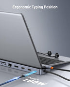 Baseus Estación de acoplamiento para portátil, estación de acoplamiento multitarea 4K con 2 HDMI+DP, PD, 3 USB-A, RJ45, audio, lector de tarjetas TF/SD, concentrador USB compatible con MacBook/Dell/HP