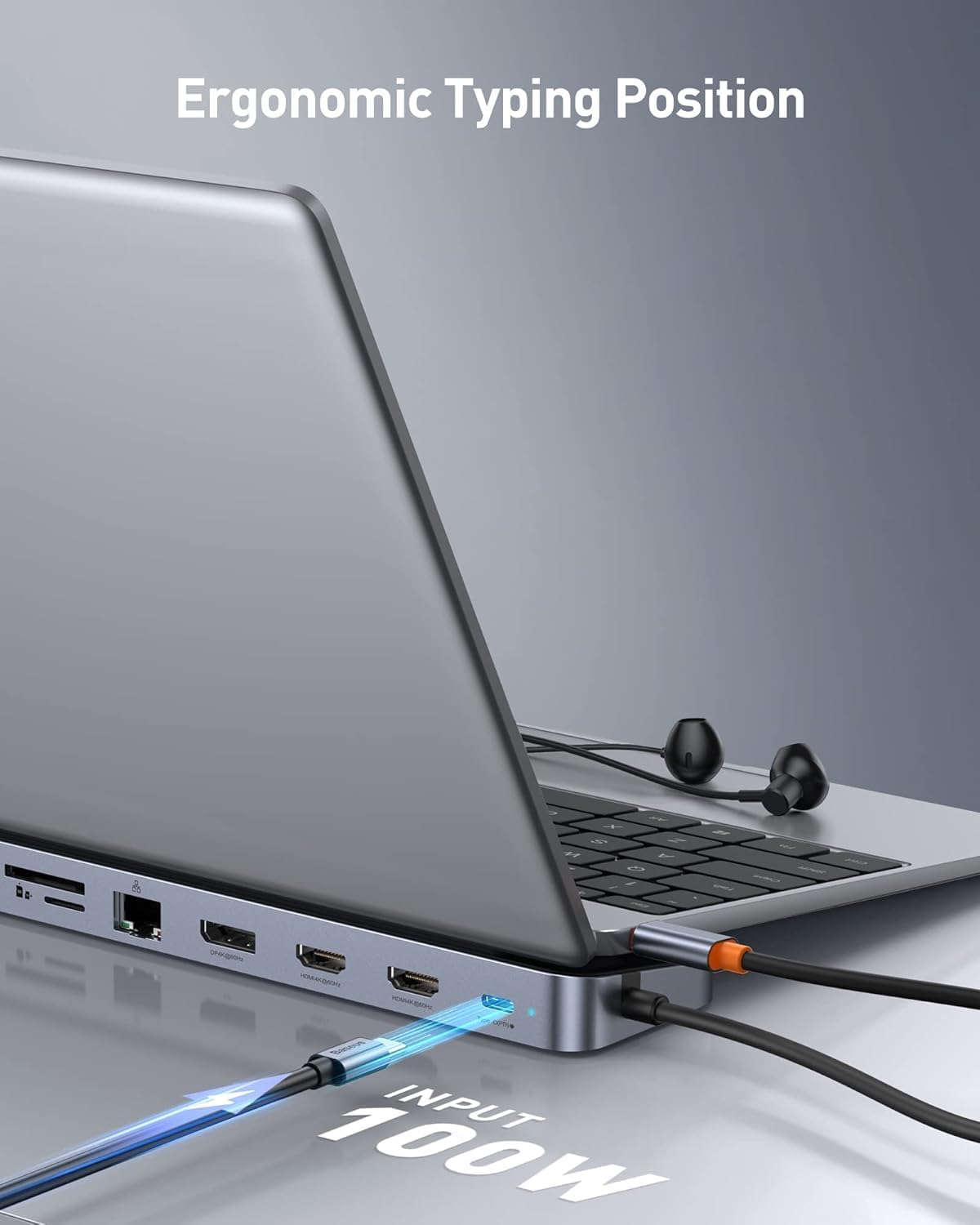 Baseus Estación de acoplamiento para portátil, estación de acoplamiento multitarea 4K con 2 HDMI+DP, PD, 3 USB-A, RJ45, audio, lector de tarjetas TF/SD, concentrador USB compatible con MacBook/Dell/HP
