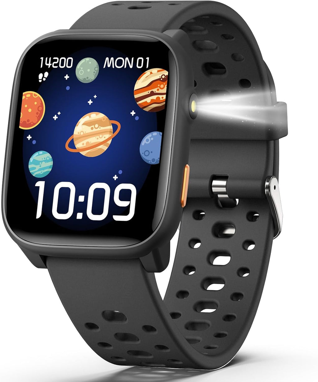Reloj inteligente, reloj de 1.83 pulgadas para niños, frecuencia cardíaca, monitor de sueño, podómetro, reloj despertador, linterna