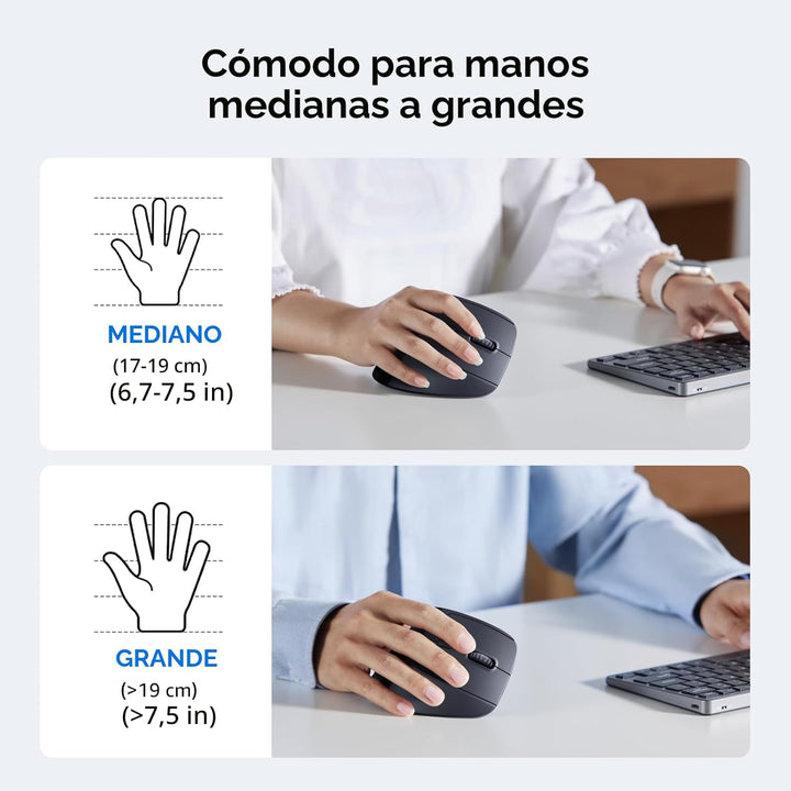 UGREEN Ratón vertical, mouse ergonómico inalámbrico Bluetooth, modo...