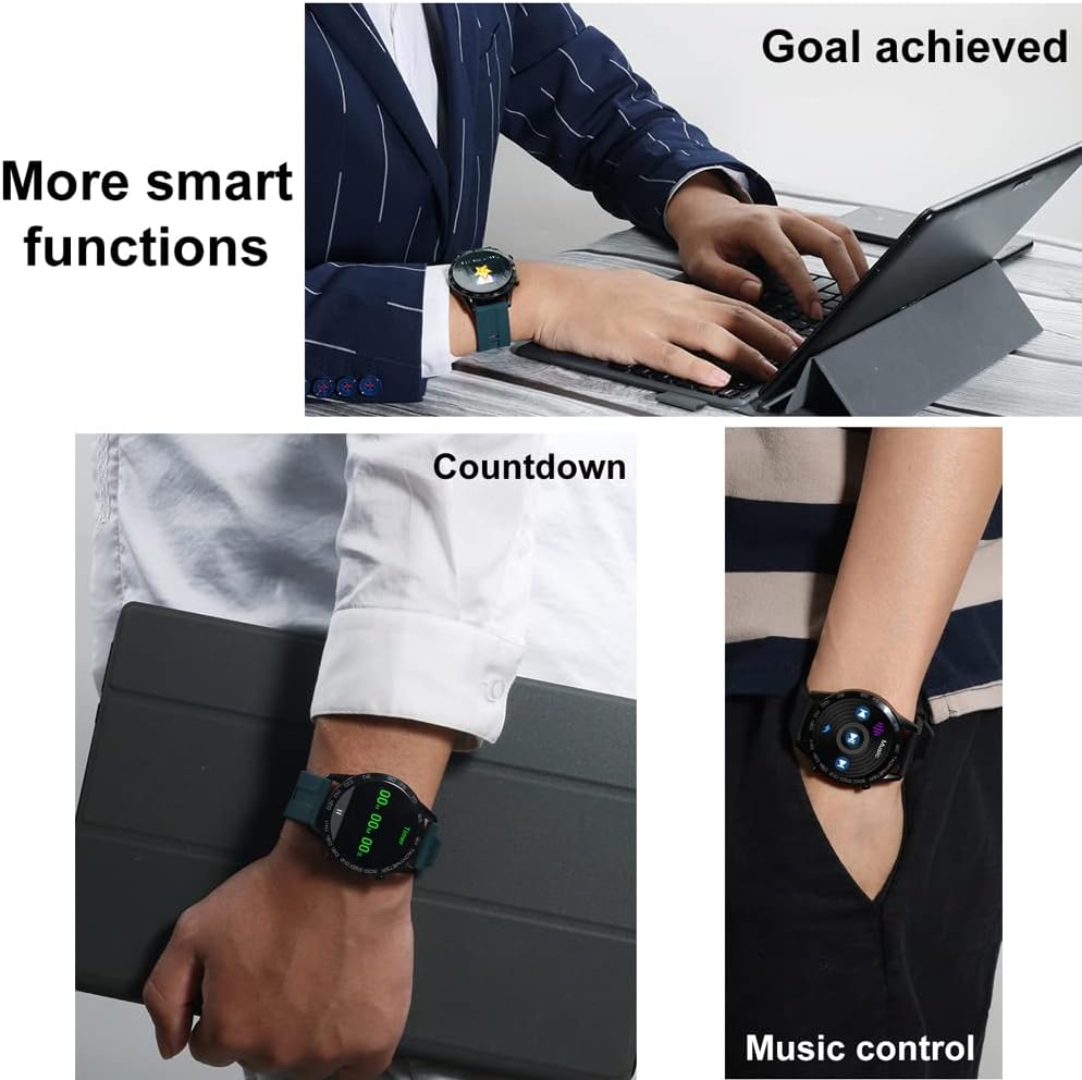 Reloj inteligente para hombre para Android iOS, llamadas Bluetooth, chat de voz con monitor de frecuencia cardíaca/sueño, monitor de fitness, pantalla táctil completa de 1.3 pulgadas, IP67