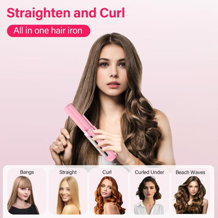 Cordless Hair Straightener and Curler 2 in 1, Mini, Lightweight and...
