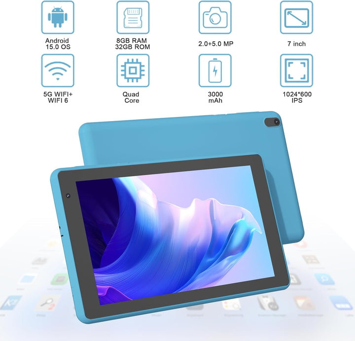 Tableta COOPERS Android 15 Tablets de 7 pulgadas, 8GB RAM, 32GB ROM...