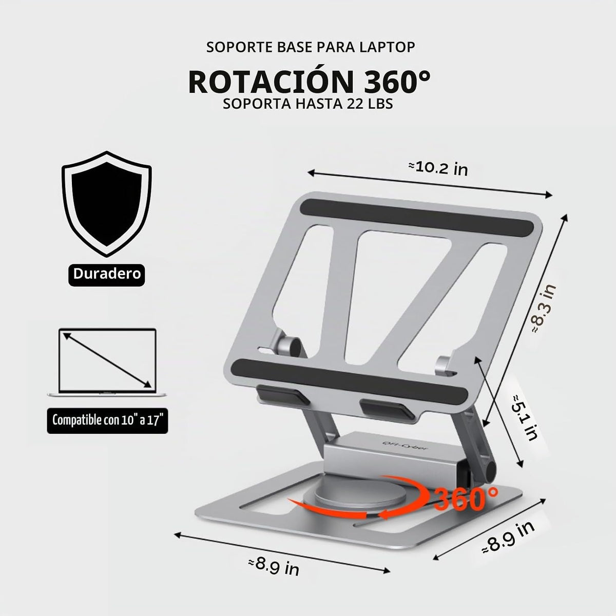 Estación de acoplamiento portátil de 360° con concentrador USB C