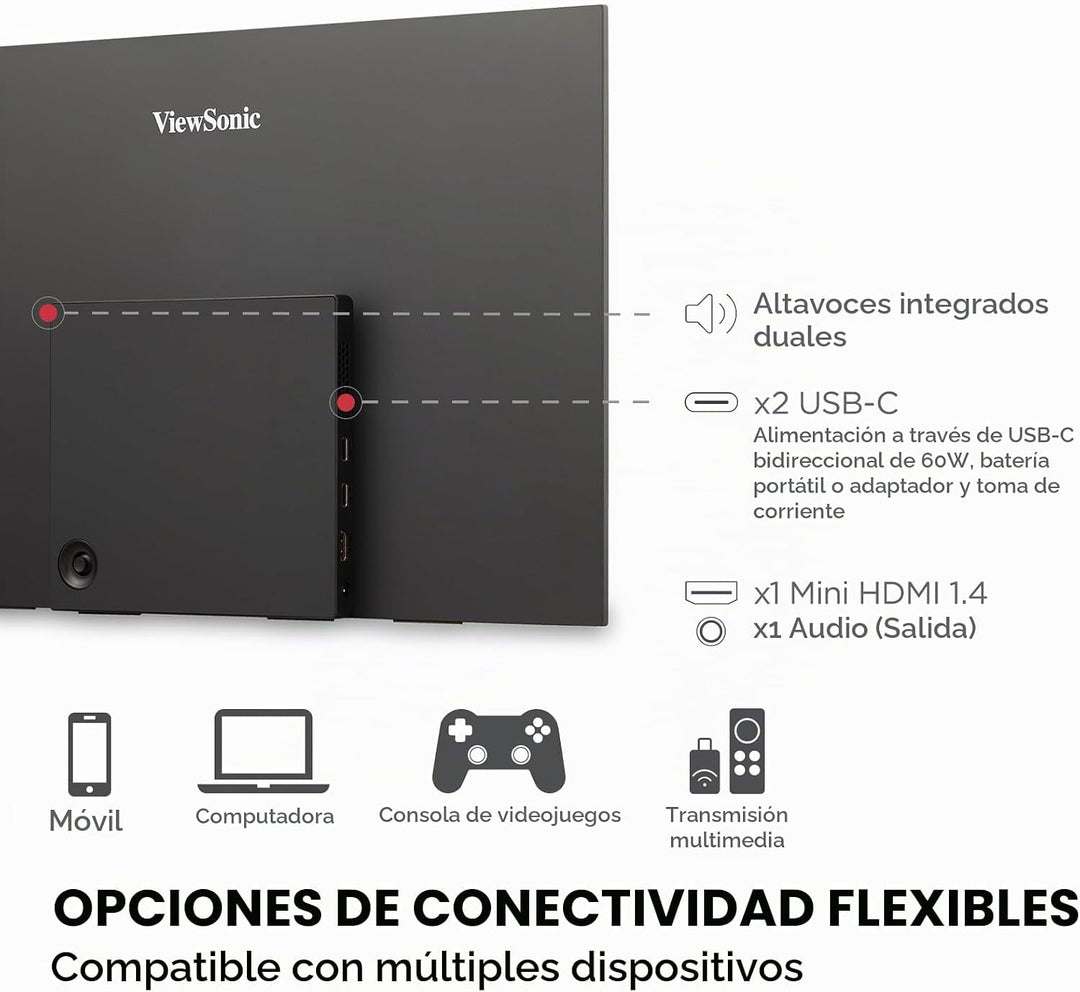 ViewSonic VX1655 Monitor LED IPS portátil de 15.6 pulgadas 1080p FH...