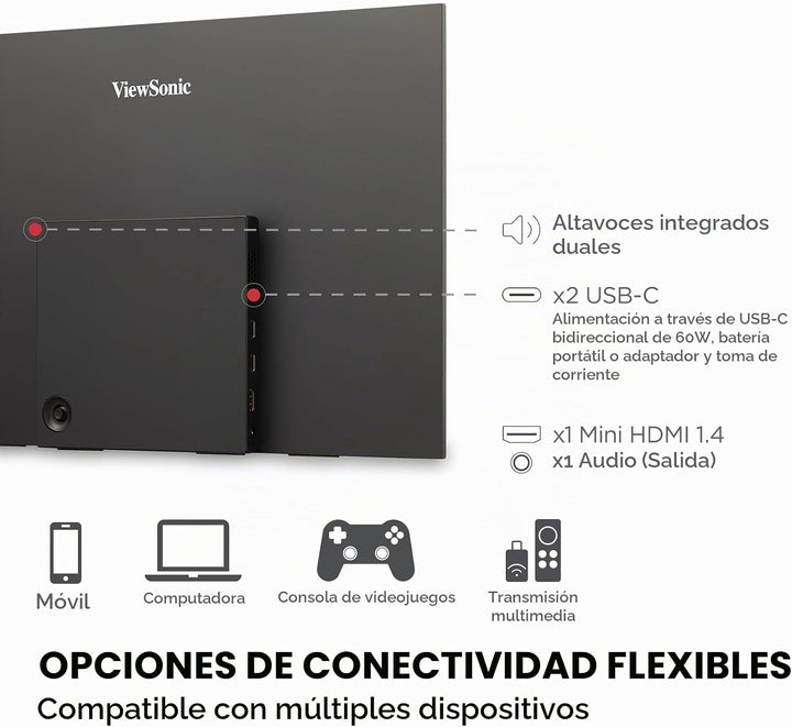 ViewSonic VX1655 Monitor LED IPS portátil de 15.6 pulgadas 1080p FH...