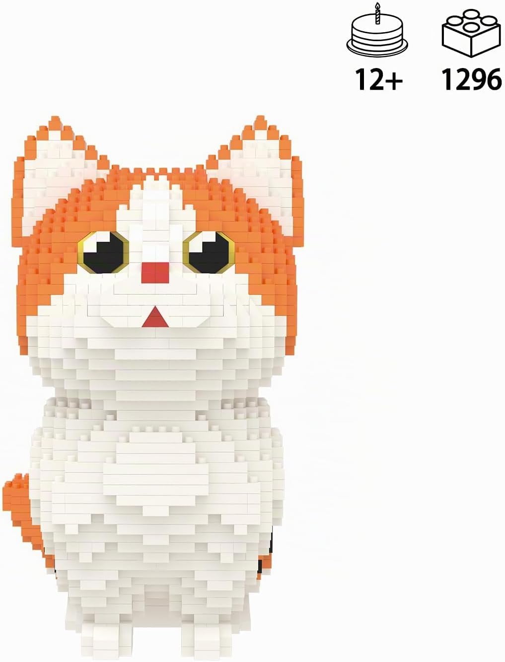 Larcele Juego de micro bloques de construcción, mini ladrillos de juguete de construcción para mayores de 12 años, 1296 piezas KLJM-05 (Munchkin Cat-Orange)