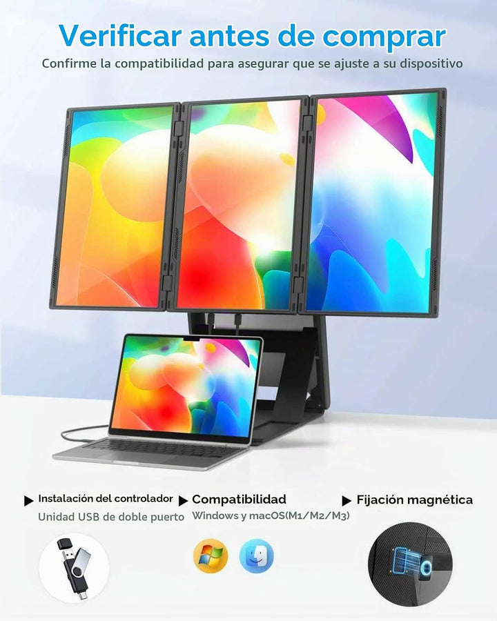 ROYY - Extensor de pantalla para portátil cuádruple de 15.6 pulgada...