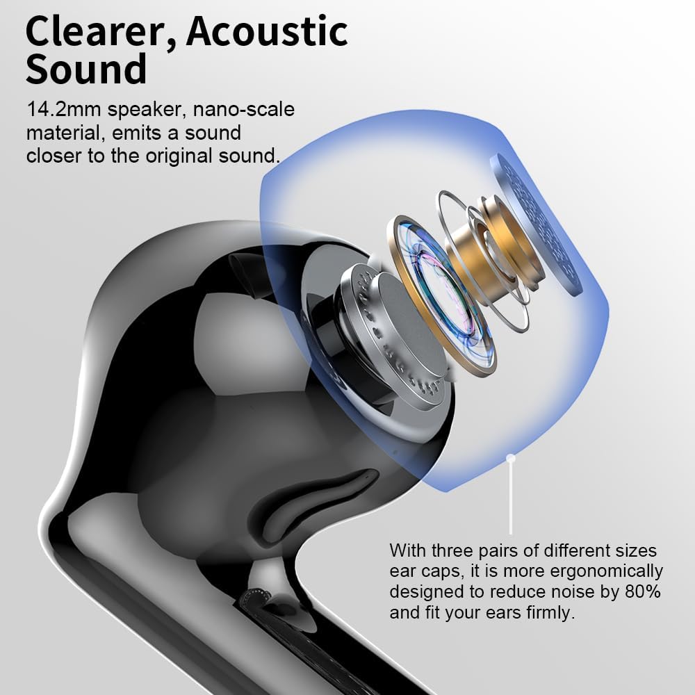 Auriculares inalámbricos, Auriculares Bluetooth 5.4 con graves esté...