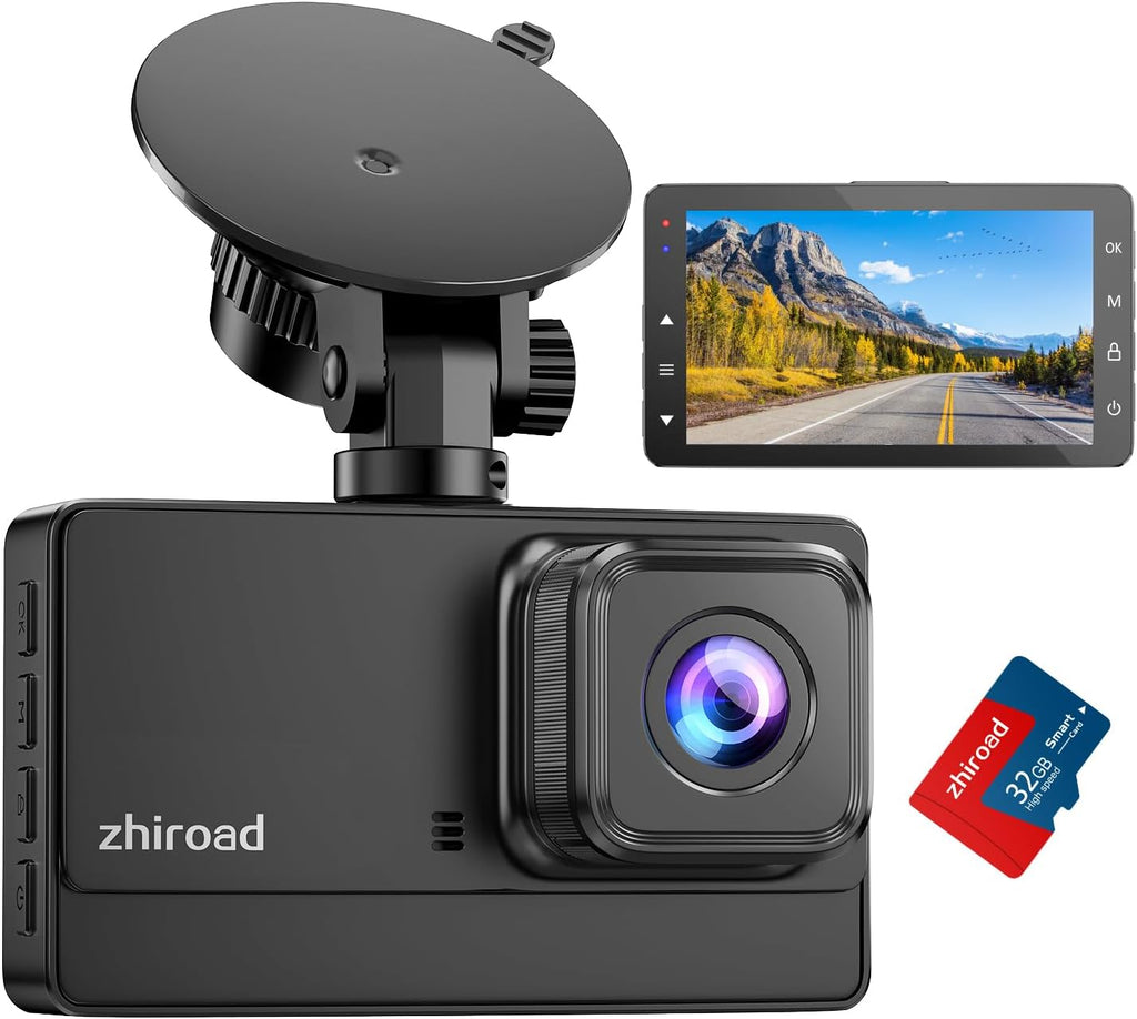 Dash Cam 1080P FHD - Cámara de tablero frontal para automóviles, cámara de tablero con ángulo amplio de 176°, visión nocturna, monitor de estacionamiento, grabación en bucle, sensor G, tarjeta SD 32G, tipo C