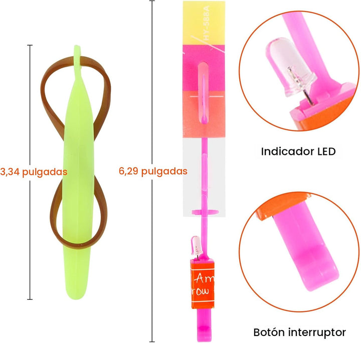 lpvoqpth Juego de 25 juegos de LED voladores, 25 tirachinas + 25 he...