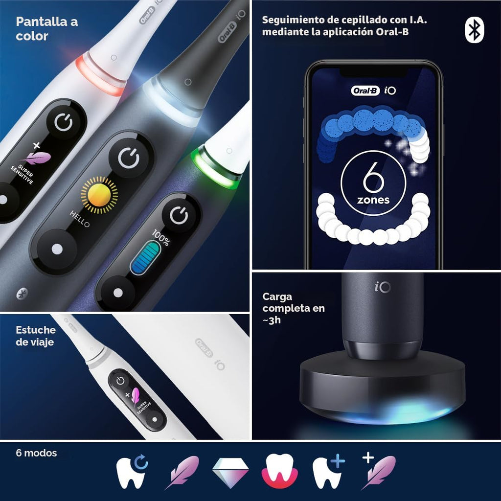 Oral-B iO Series 8 Cepillo de dientes eléctrico con 2 cabezales de cepillo de repuesto, violeta ametrina