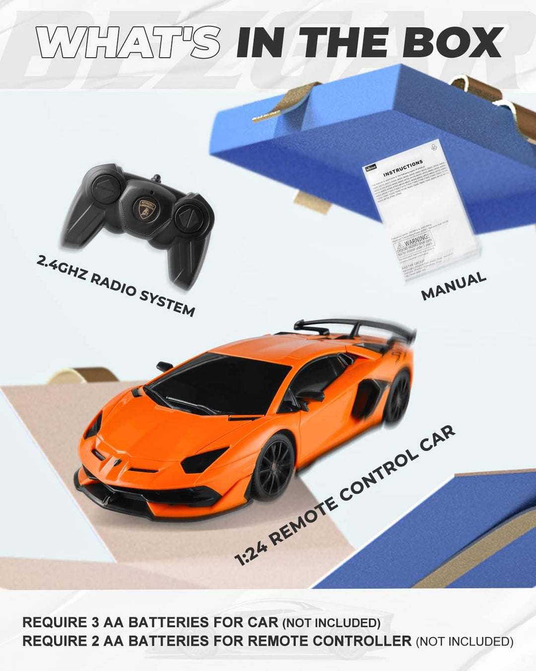 BEZGAR Auto a control remoto con licencia RC, auto de juguete Lambo...