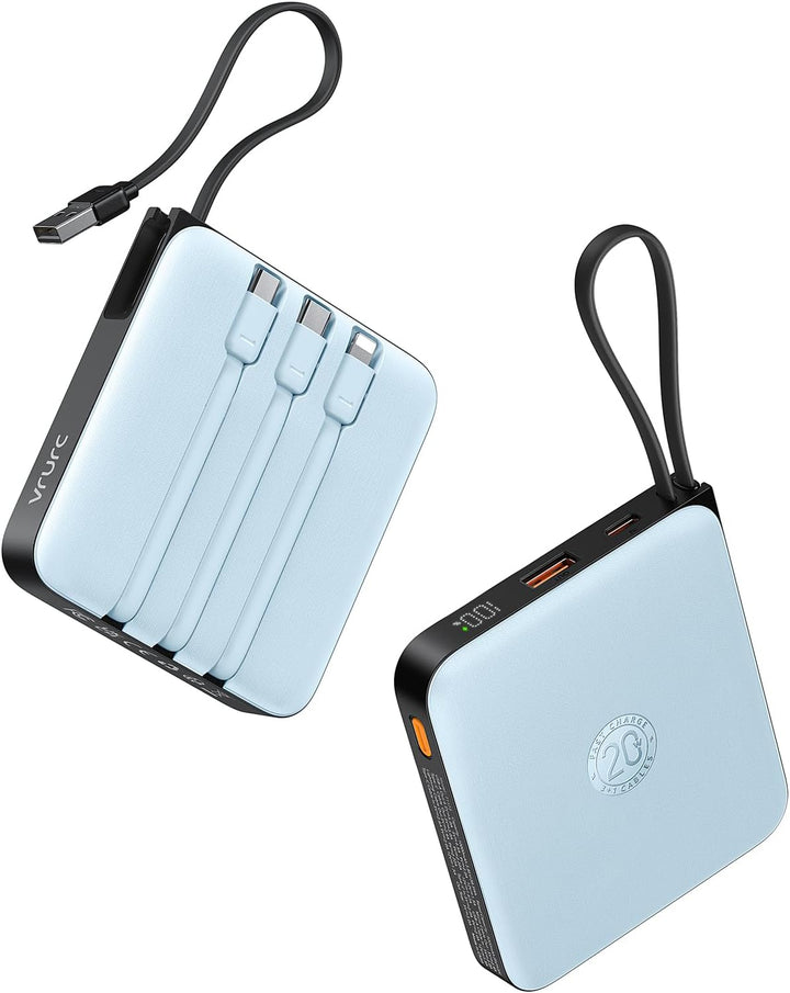 VRURC Cargador portátil con 4 cables incorporados, paquete de bater...