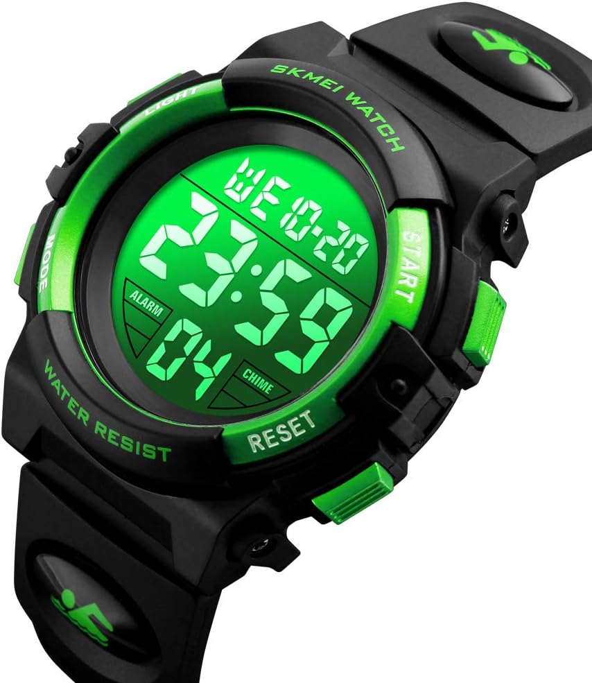 Reloj digital para niños, deportes al aire libre, 164 ft, impermeable, reloj despertador, cronómetro de 12/24 H, cronómetro, calendario para edades de 3 a 15 años, reloj de pulsera para niños