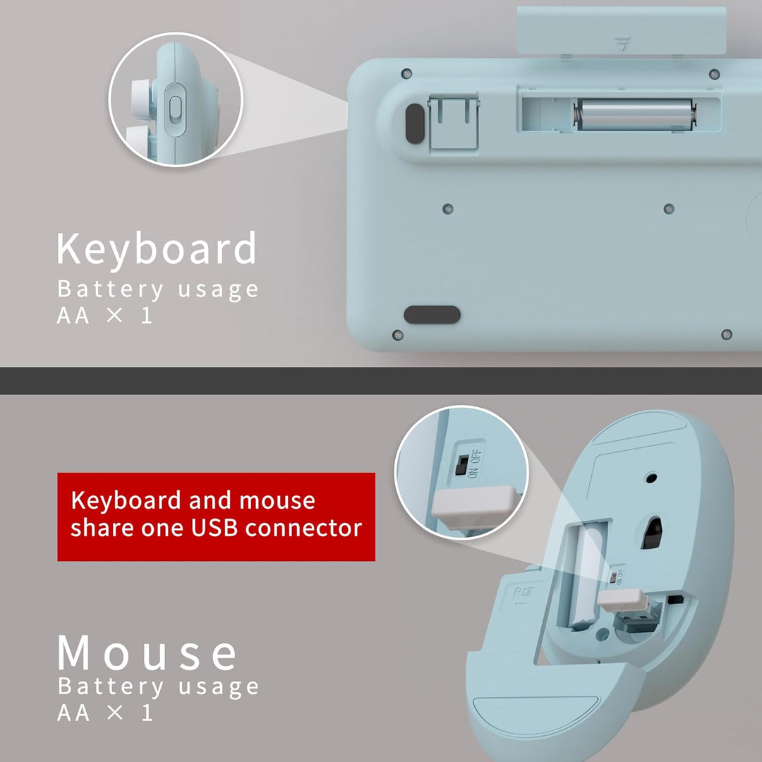 UBOTIE Teclado inalámbrico colorido para computadora y mouse óptico...