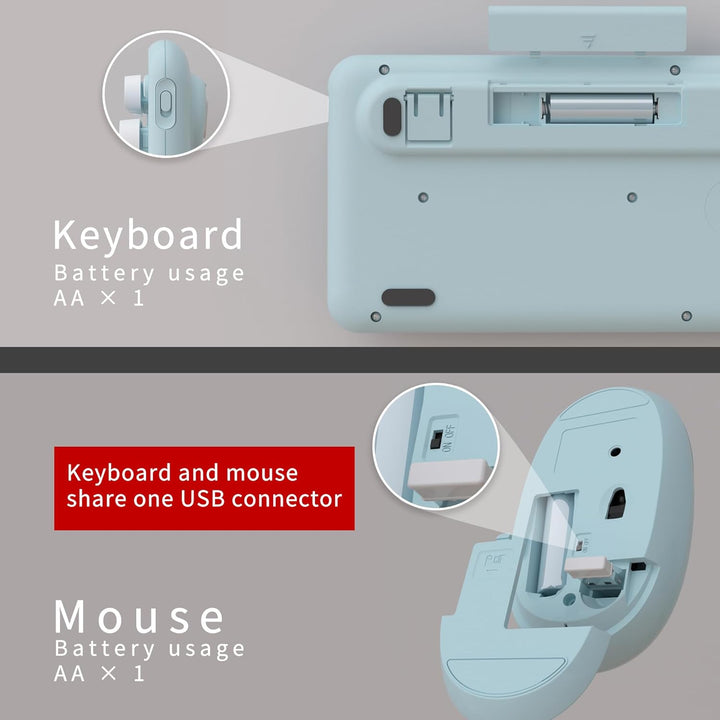 UBOTIE Teclado inalámbrico colorido para computadora y mouse óptico...