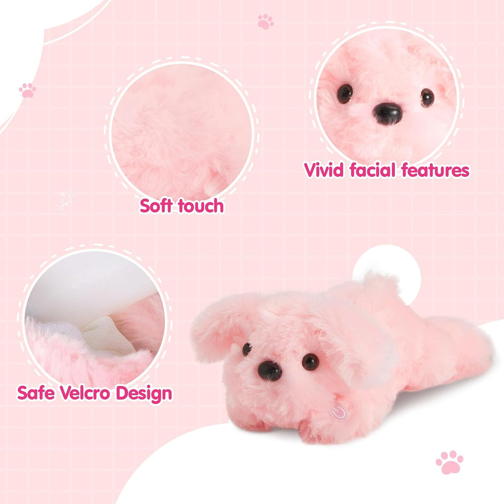 WEWILL - Cachorro rosa de peluche con luces LED de 10 pulgadas, con...