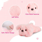 WEWILL - Cachorro rosa de peluche con luces LED de 10 pulgadas, con...