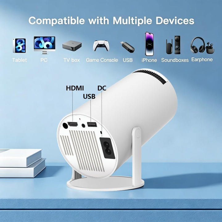 Aplicaciones integradas: mini proyector con WiFi y Bluetooth, compa...
