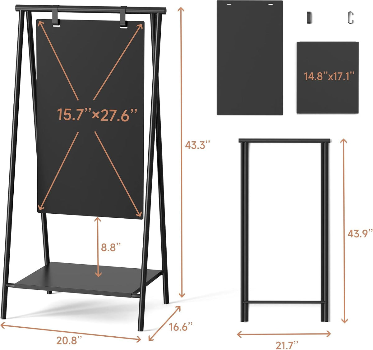SELEAD Pizarrón metálico en A-Frame Sin montaje, 21"x44” Cartel de sándwich