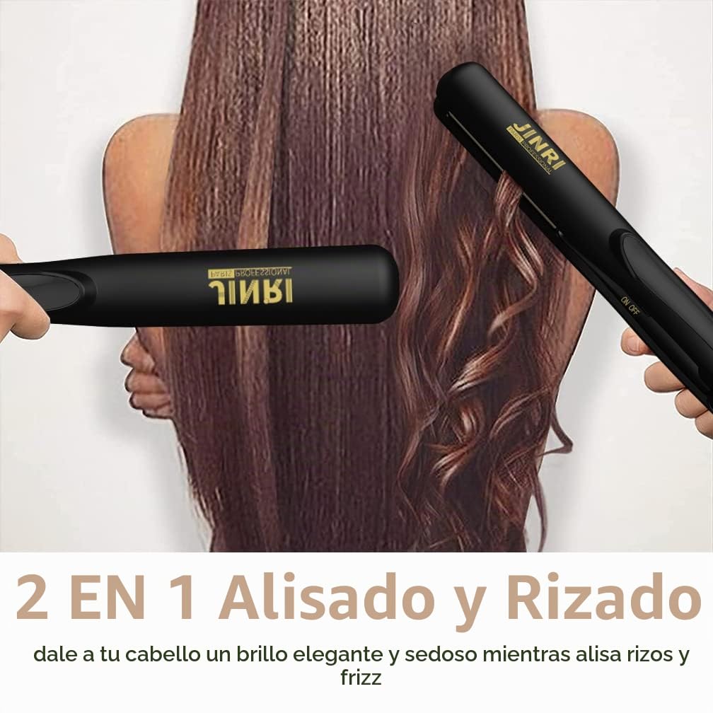 JINRI Plancha de pelo con placas de titanio de 0.8 pulgadas, planch...