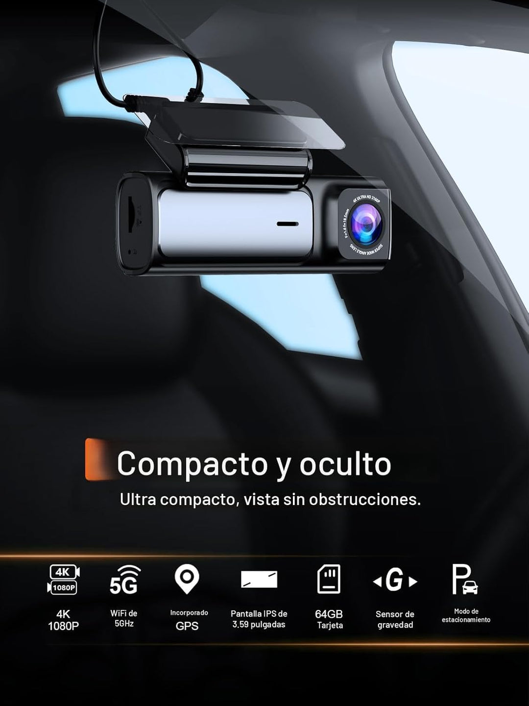 Affver Cámara de Tablero 4K Frontal y Trasera 5G WiFi GPS