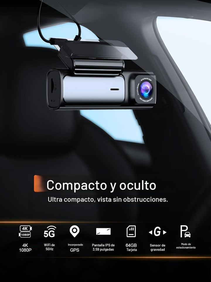 Affver Cámara de Tablero 4K Frontal y Trasera 5G WiFi GPS