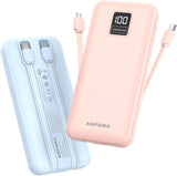 AsperX Paquete de 2 cargadores portátiles de 10000 mAh con cables i...