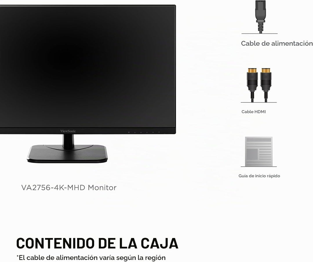 ViewSonic VA2756-4K-MHD Monitor IPS 4K de 27 Pulgadas con Marco Ult...