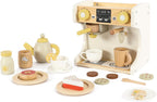 Freniland Juego de cafetera de madera para niños pequeños, máquina de espresso de lujo con accesorios, juguete de cocina Montessori para niños a partir de 3 años